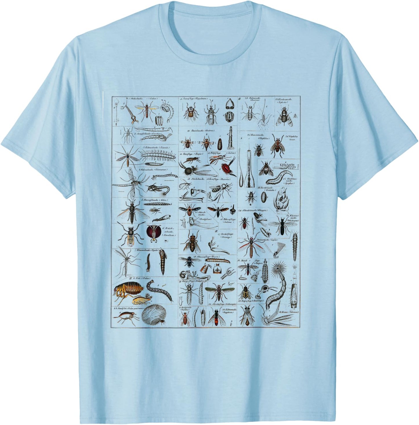 Insects Collection Species Bugs vintage Chart Entomology T-Shirt - T-Shirt | Light Blue