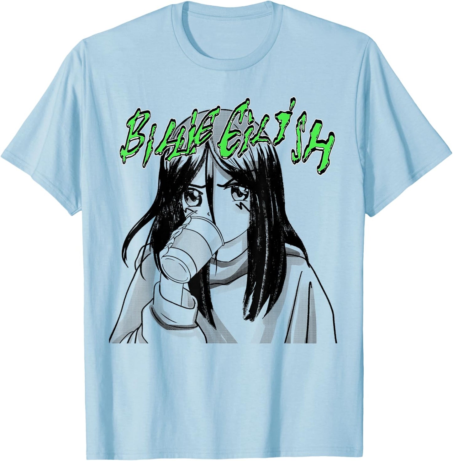 Offizieller Billie Eilish Coffee Animiert T-Shirt - T-Shirt | Light Blue