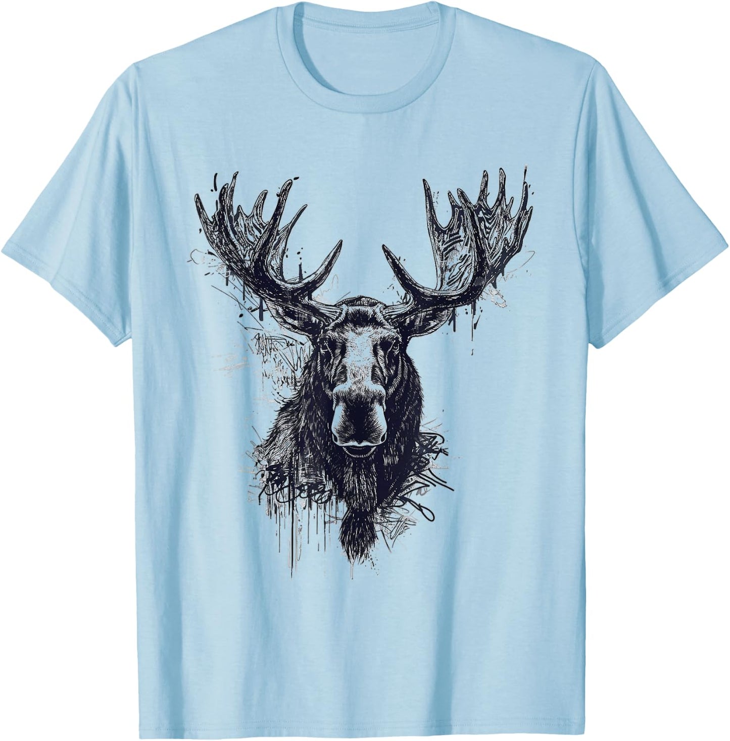 Elk Animal Print Zoo Drawing Illustration Abstract Elk , white, S T-Shirt - T-Shirt | Light Blue
