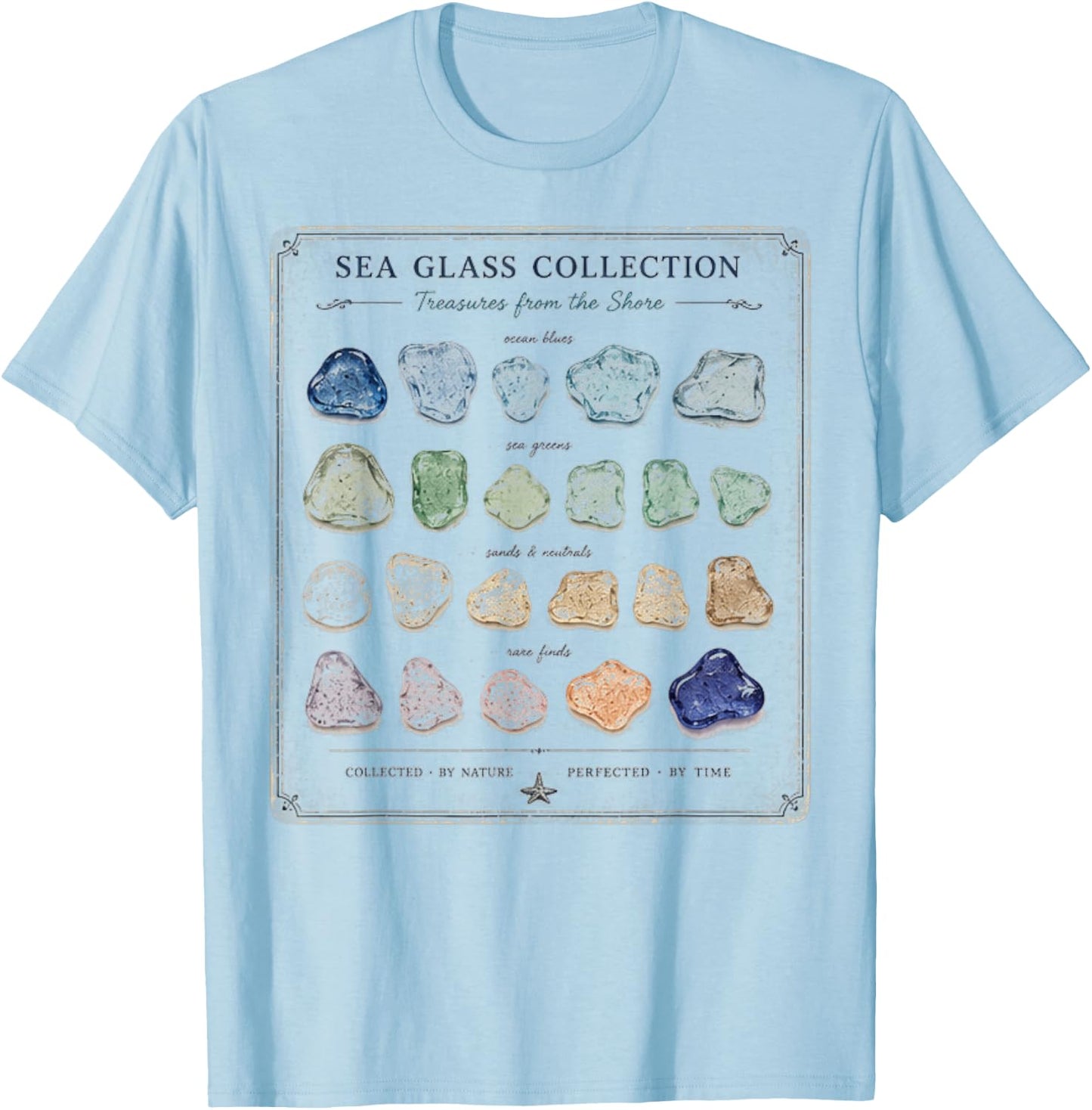 Sea Glass Collection Vintage Beach Treasure T-Shirt - T-Shirt | Light Blue
