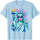 Statue of Liberty Sunglasses Blowing Bubblegum 4th of July T-Shirt - T-Shirt | Light Blue