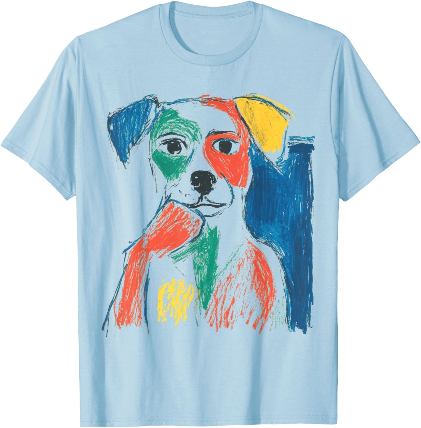 Colorful Abstract Graffiti Doodle Pop Art Dog Graphic T-Shirt - T-Shirt | Light Blue