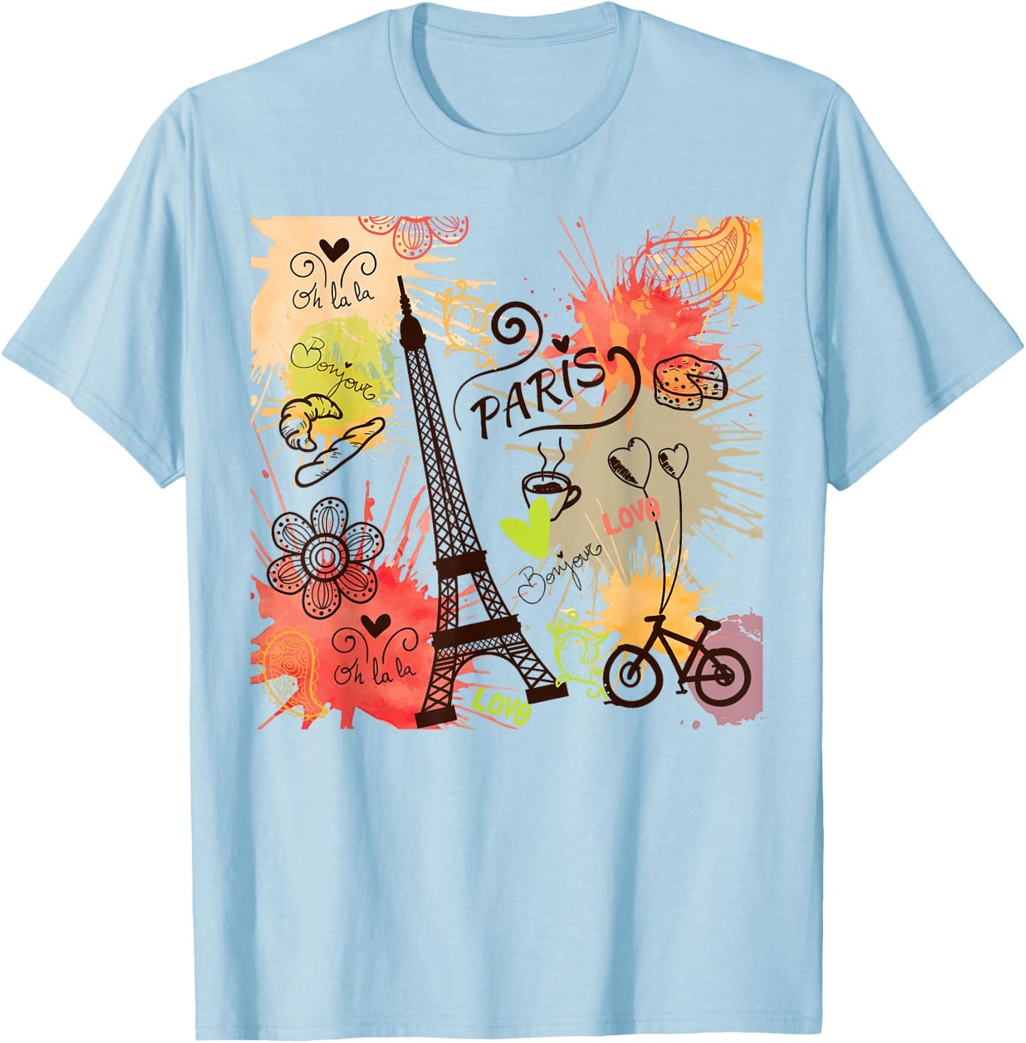 Paris Eiffel Tower France French Souvenir French T-Shirt - T-Shirt | Light Blue