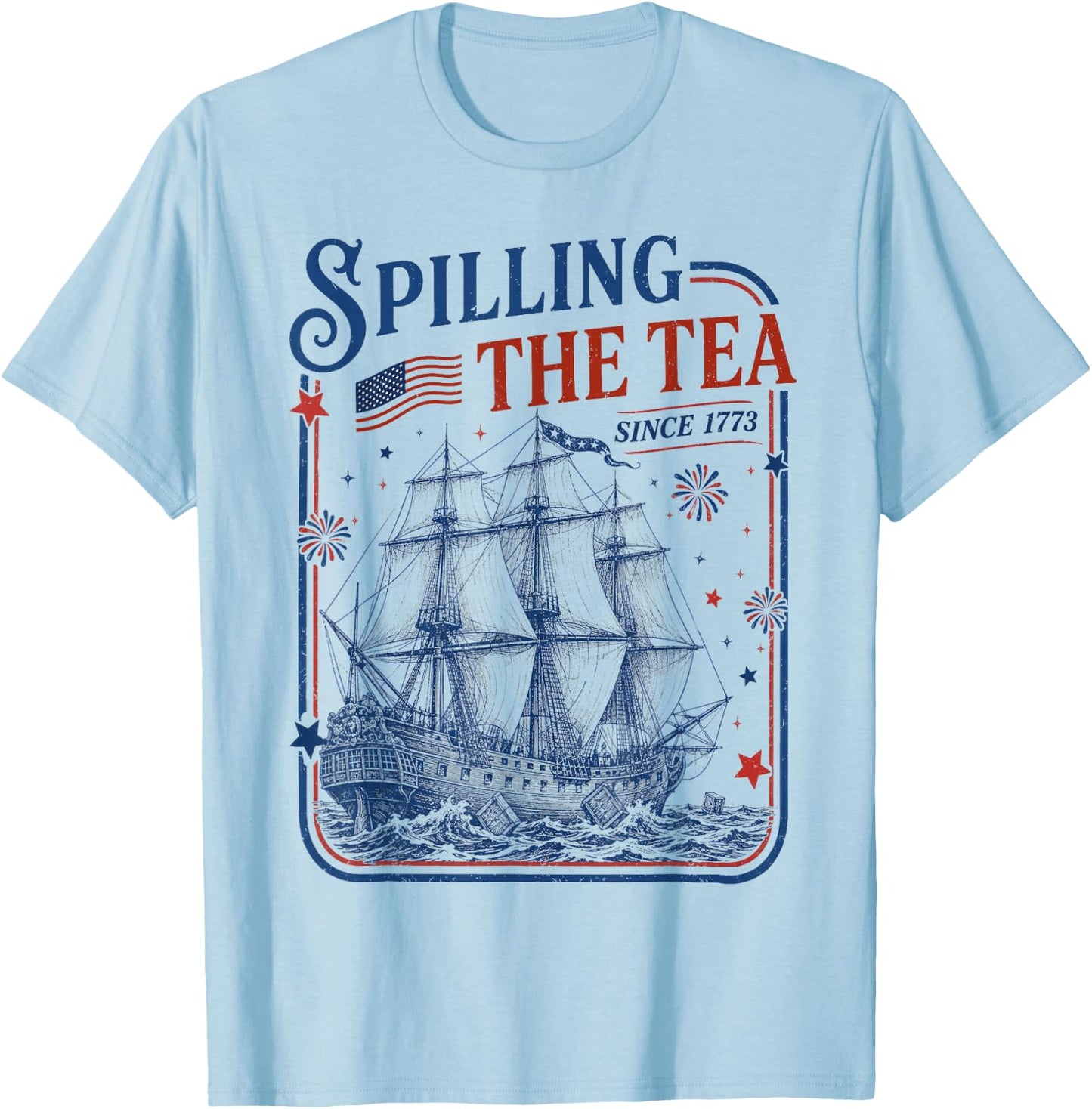 Spilling The Tea Since 1773 Vintage Us History Teacher T-Shirt - T-Shirt | Light Blue