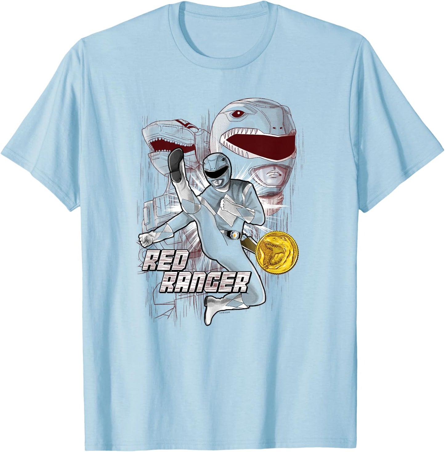 Power Rangers Red Ranger T-Shirt - T-Shirt | Light Blue