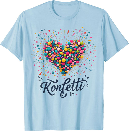 Shirt Konfetti im Herzen , White T-Shirt - T-Shirt | Light Blue