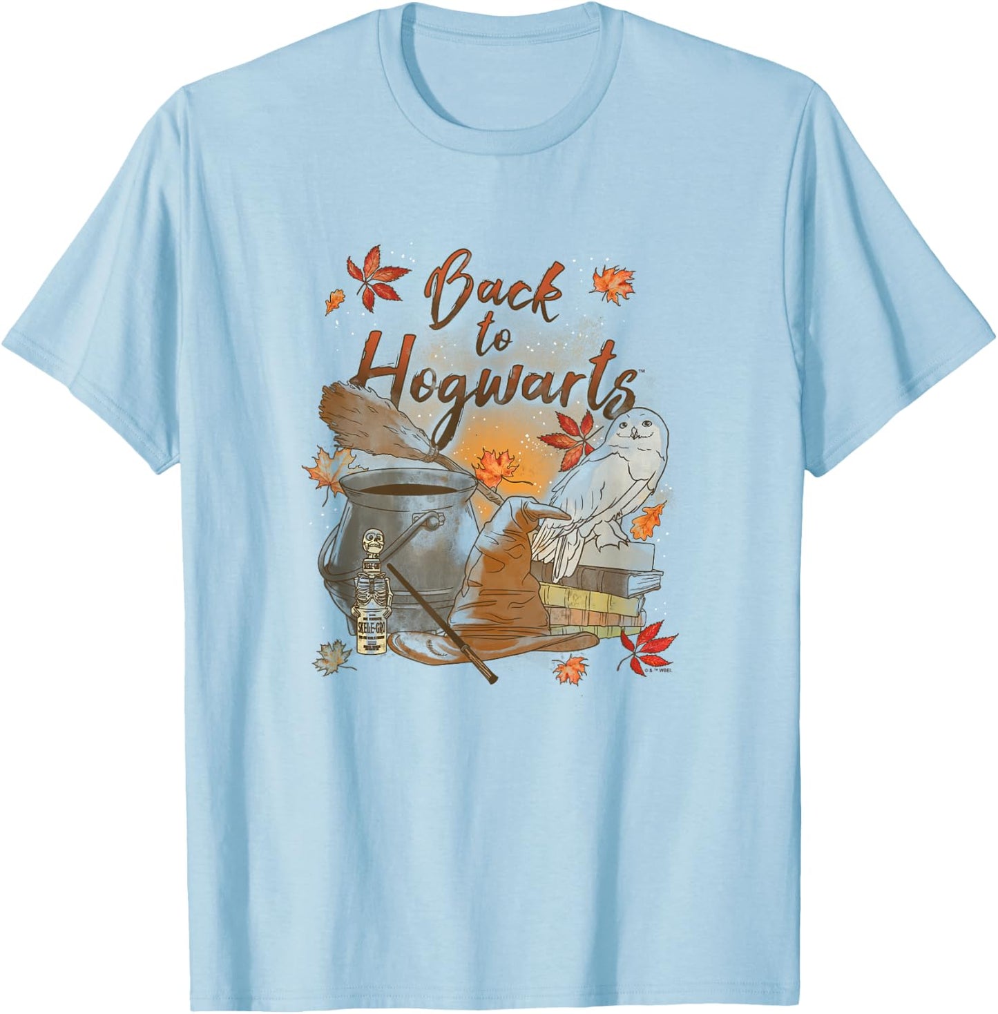 Harry Potter Back to Hogwarts Autumn Themed Hedwig Poster T-Shirt - T-Shirt | Light Blue