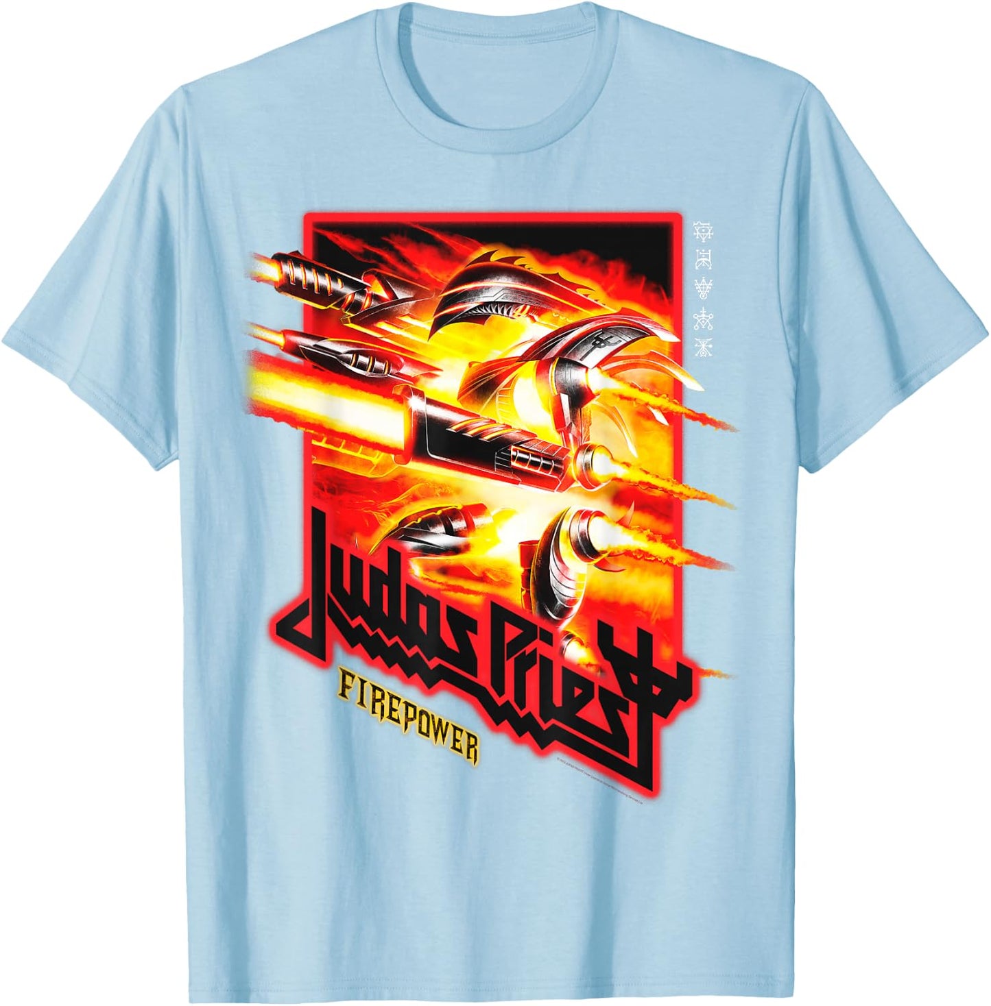Judas Priest – Firepower Figure Red T-Shirt - T-Shirt | Light Blue