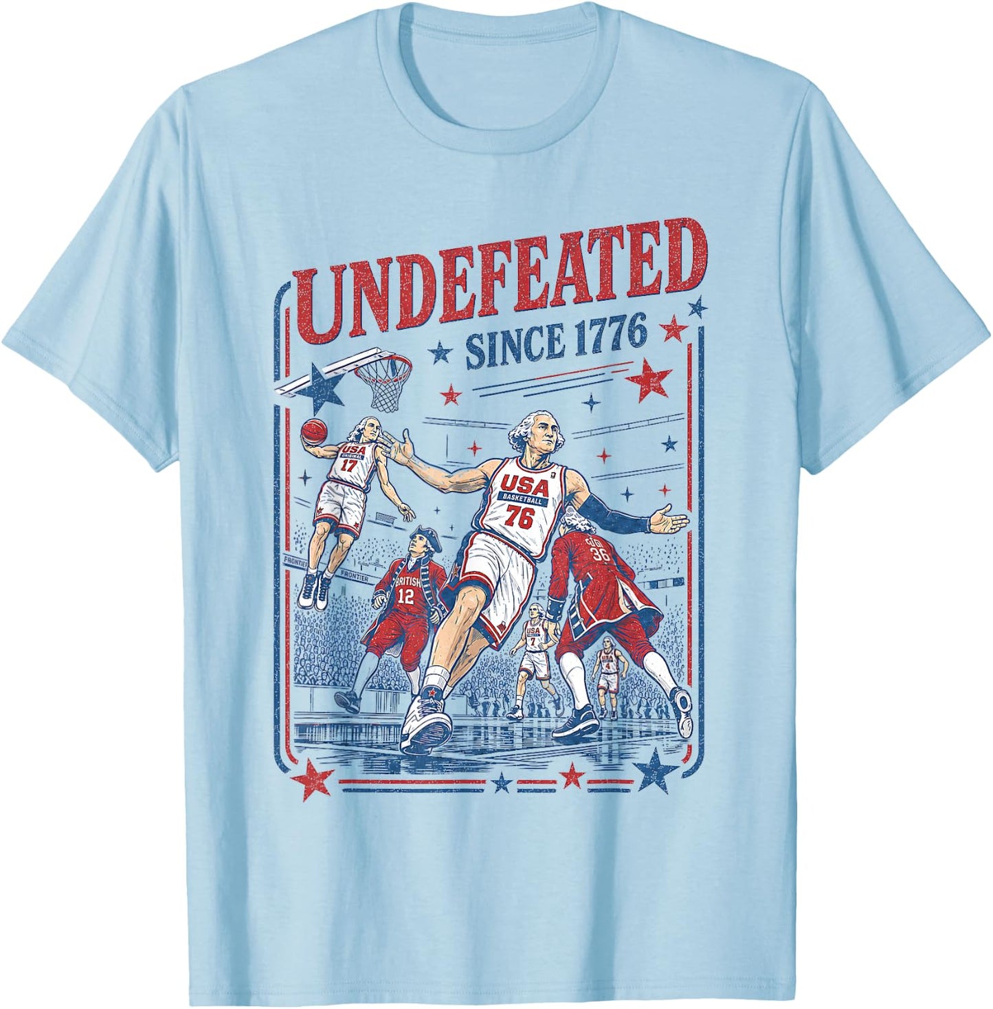 4th of July Basketball Undefeated Since 1776 250 Years T-Shirt - T-Shirt | Light Blue