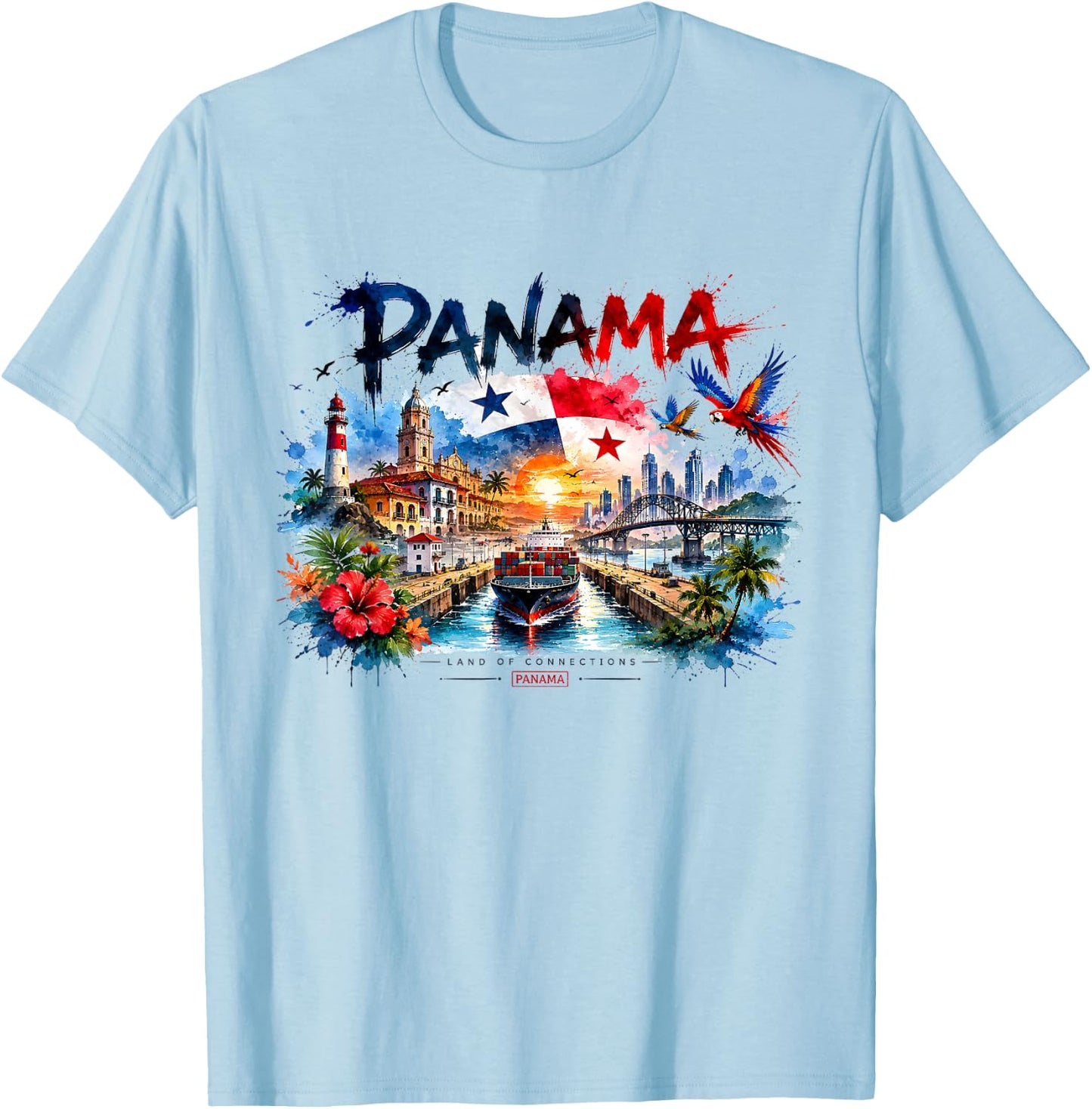 Panama Flag , Panamanian , Panama Flag T-Shirt - T-Shirt | Light Blue
