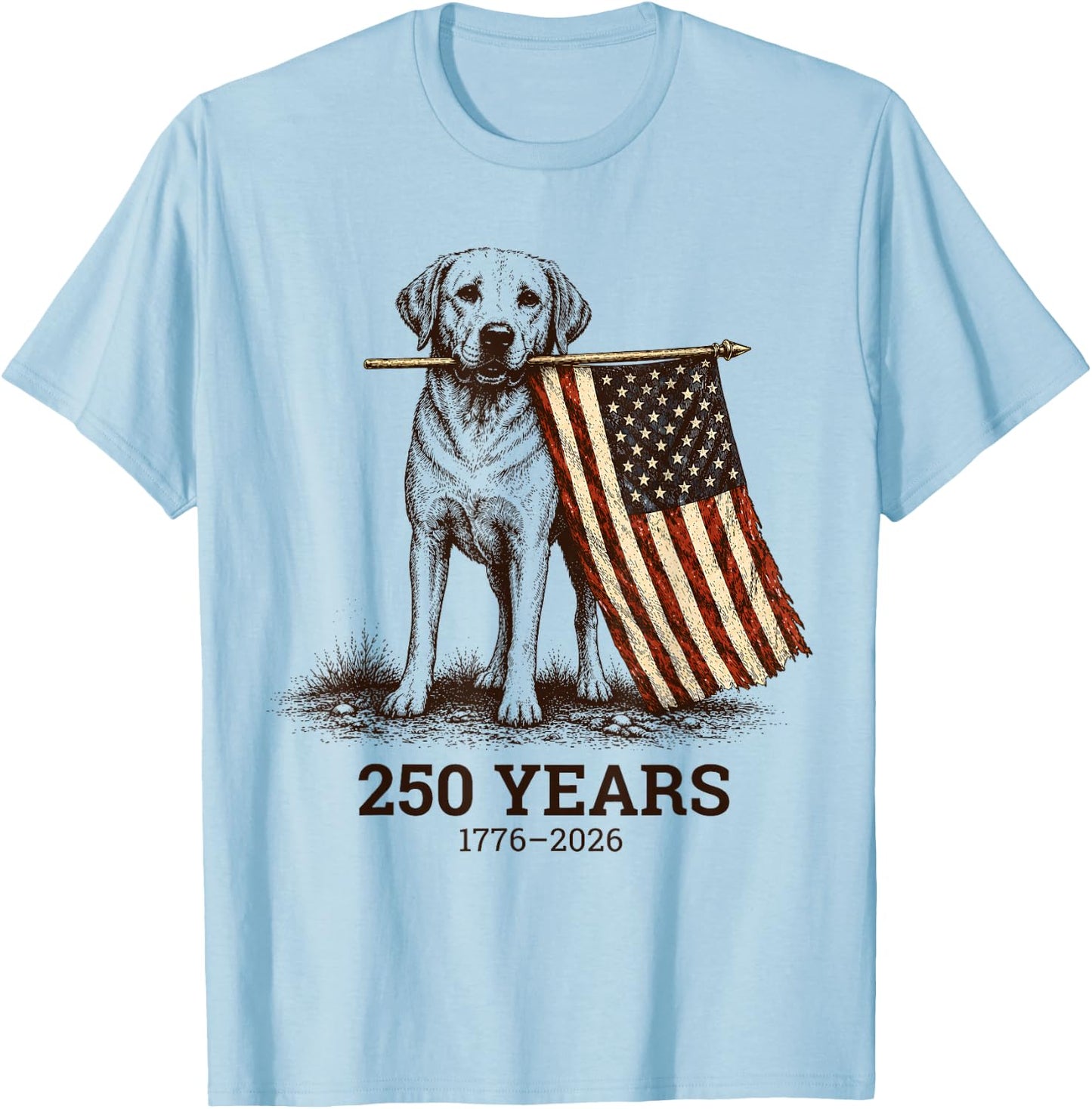 Vintage Labrador Patriotic Lab Dog 250 Years 1776 2026 T-Shirt - T-Shirt | Light Blue
