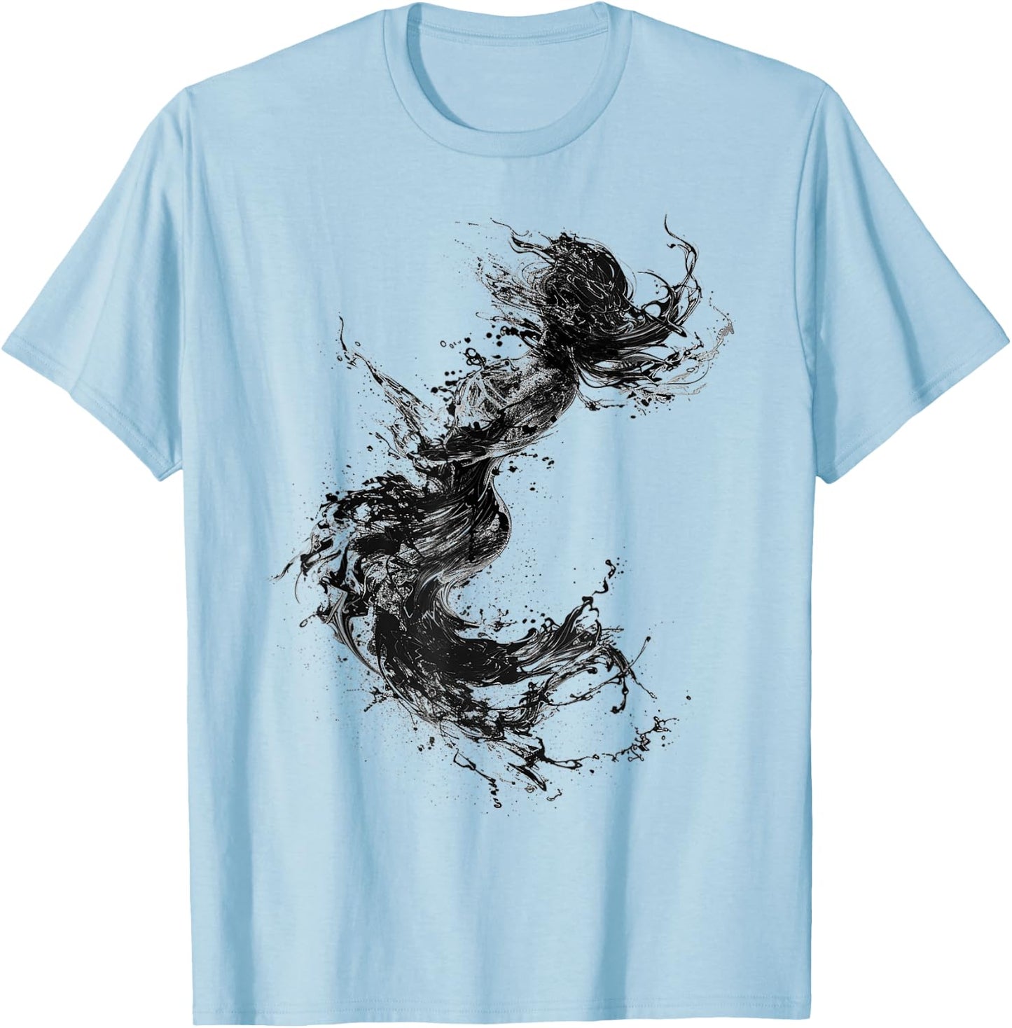 Women Mermaid Drawing Art Graphic Motif Women T-Shirt - T-Shirt | Light Blue