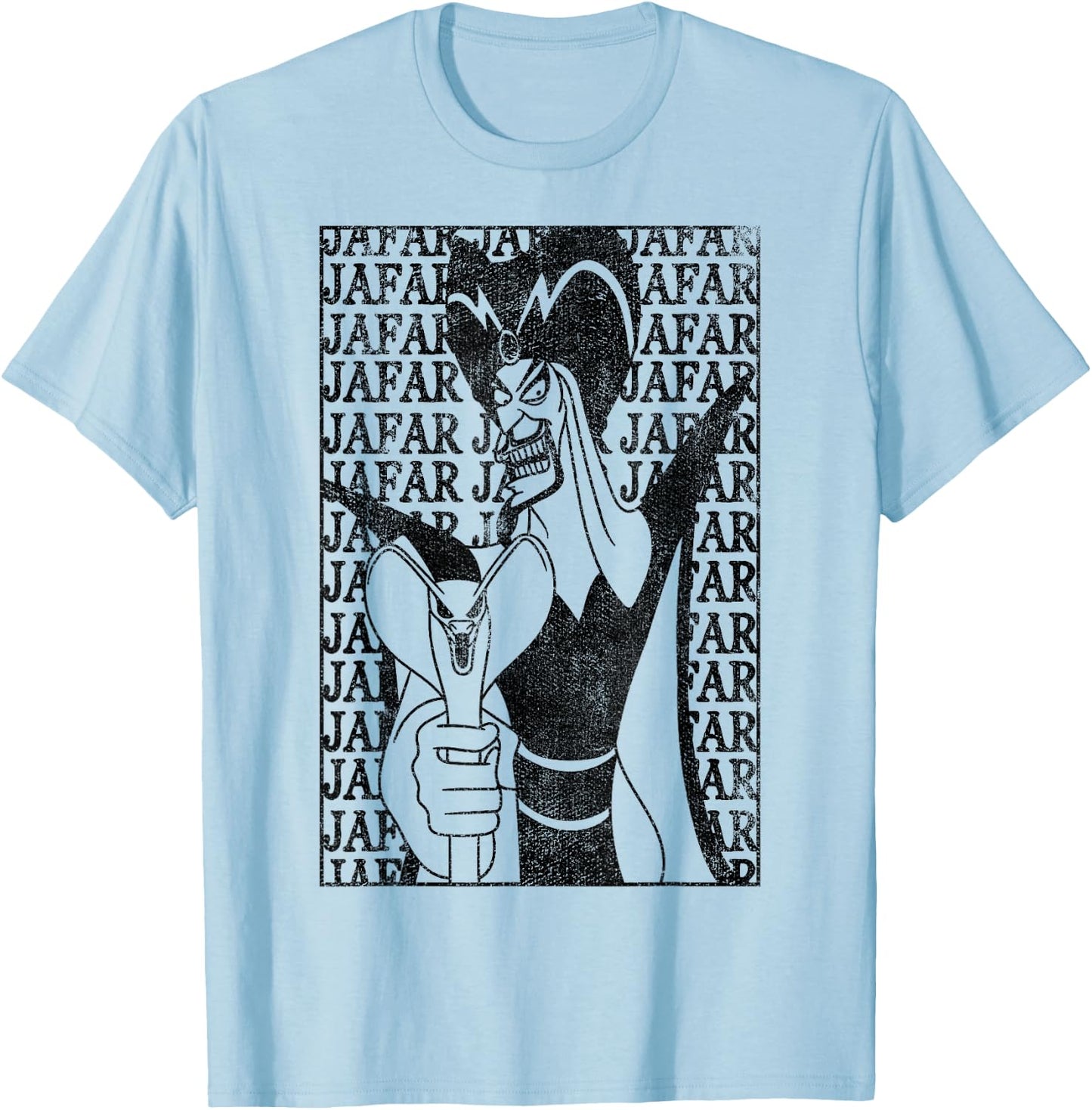 Disney Villains Jafar Word Wall Poster Black and White T-Shirt - T-Shirt | Light Blue