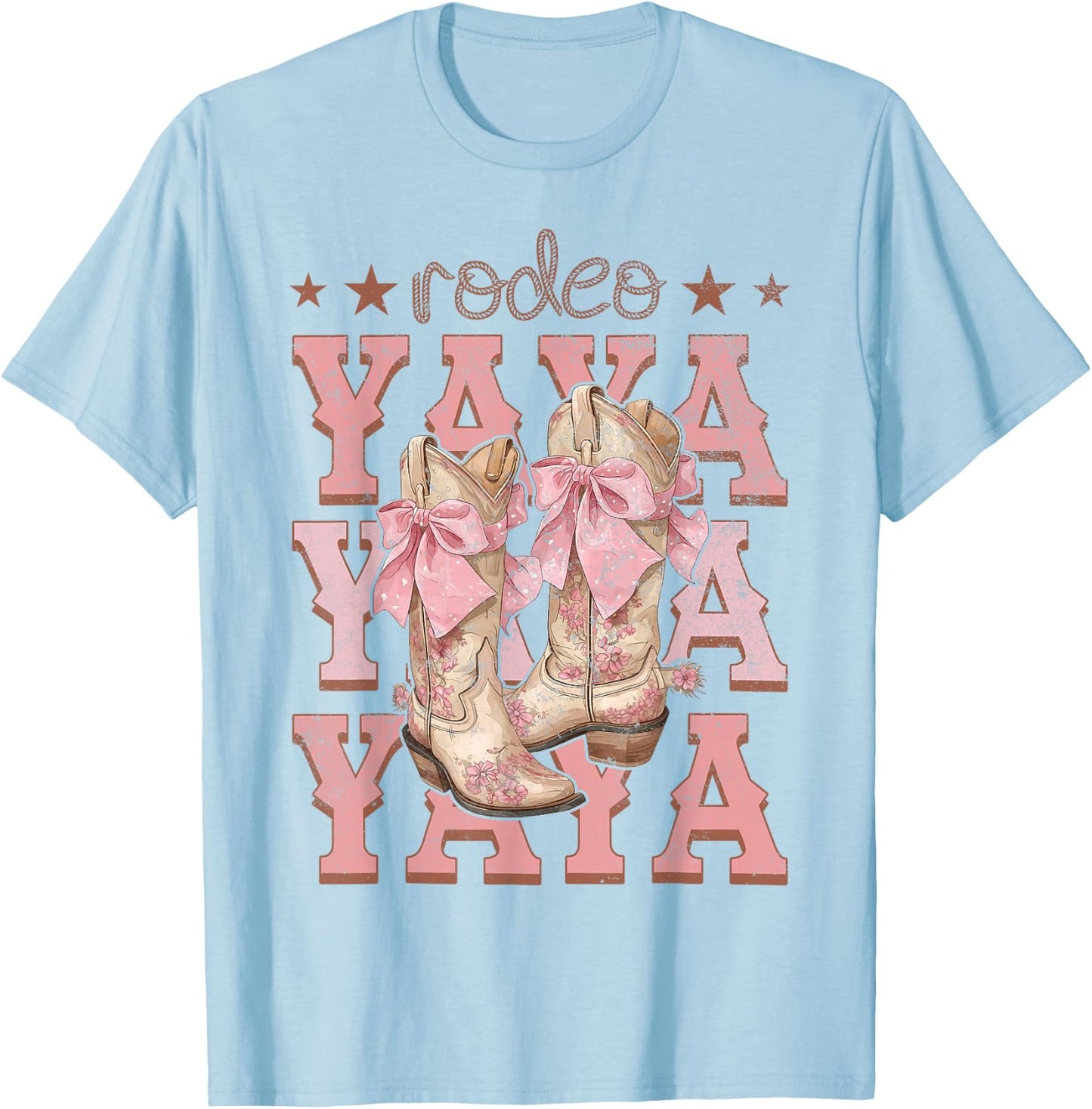 Rodeo Yaya Pink Boots Coquette Cow-Girl Birthday Party T-Shirt - T-Shirt | Light Blue