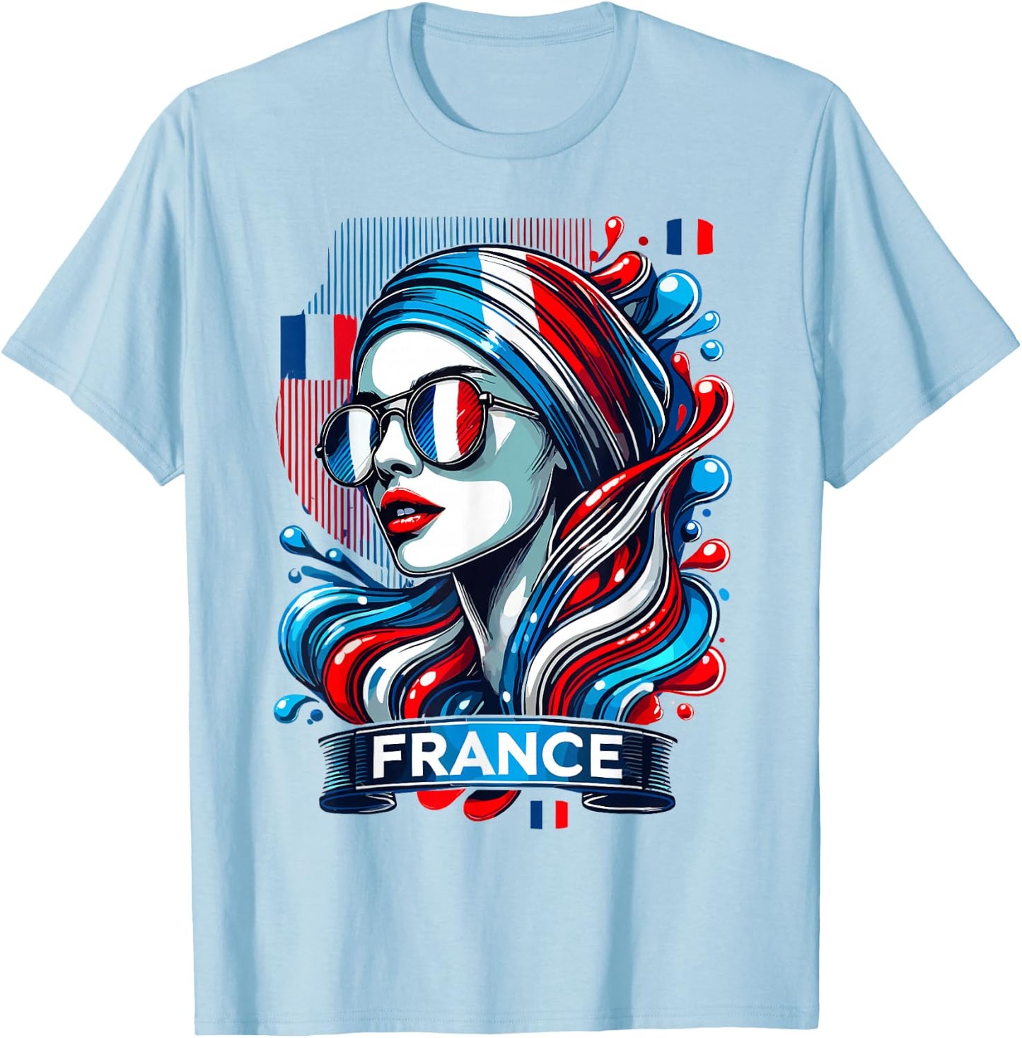 French Flag, French Flag Gift, France Supporter, , white, S T-Shirt - T-Shirt | Light Blue