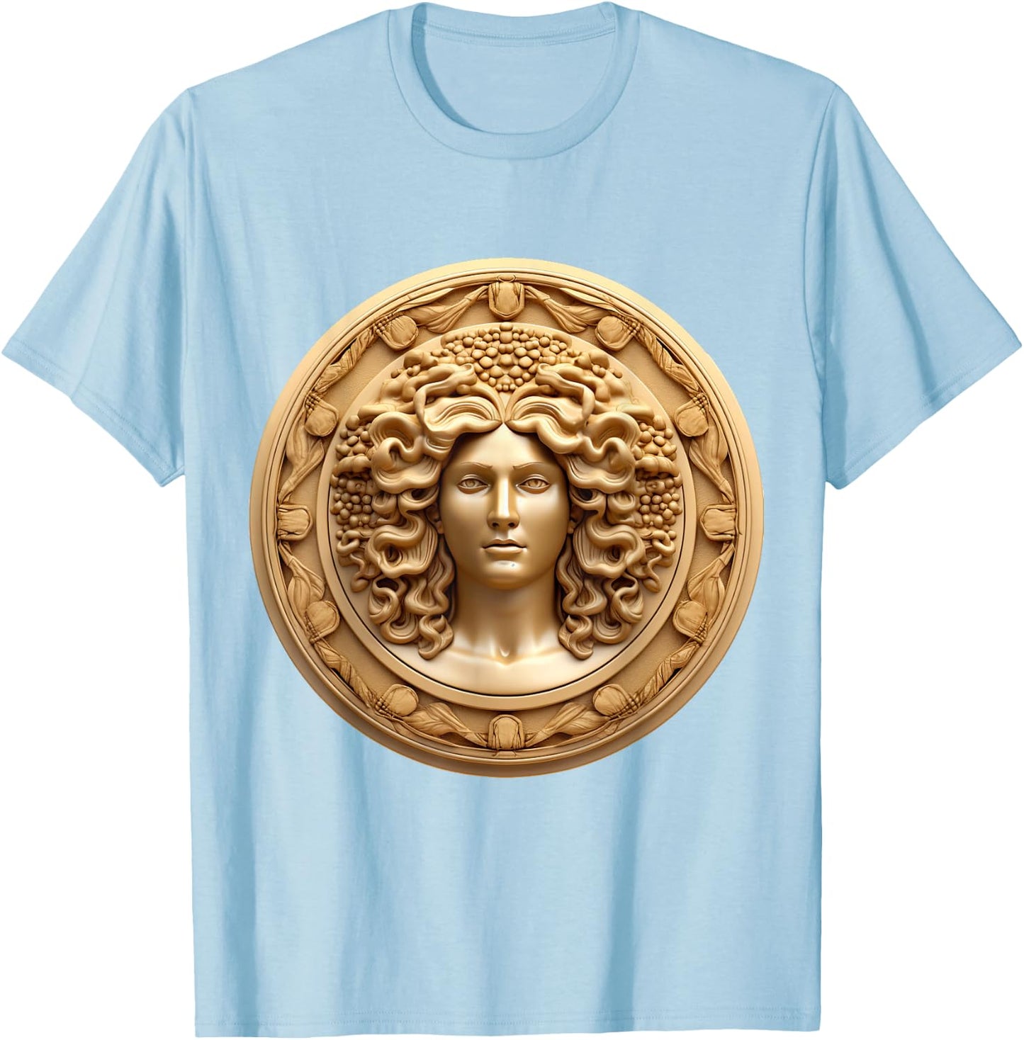 Medusahead Greek Mythology Ancient Snake Hair T-Shirt - T-Shirt | Light Blue