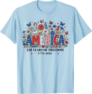 250 Years America Anniversary USA 250th Birthday Apparel T-Shirt - T-Shirt | Light Blue