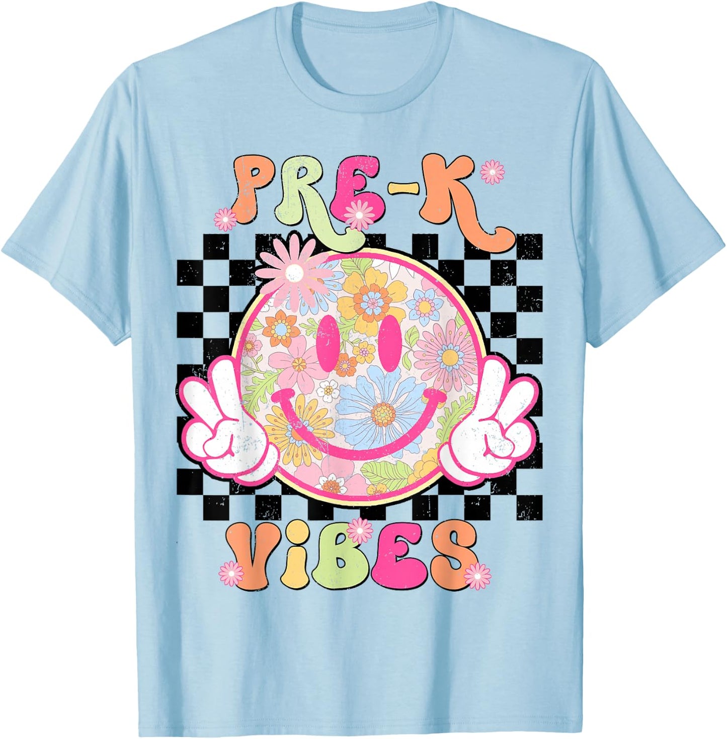 Groovy Prek Pre K Vibes First Day of School Teacher Girls T-Shirt - T-Shirt | Light Blue