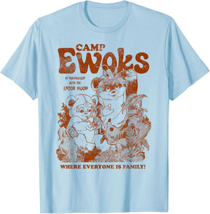 Star Wars Camp Ewoks Wicket Kneesaa Vintage Style Distressed T-Shirt - T-Shirt | Light Blue