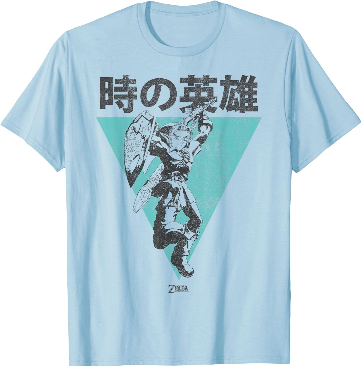 Nintendo Legend Of Zelda Link Kanji Triangle Poster T-Shirt - T-Shirt | Light Blue