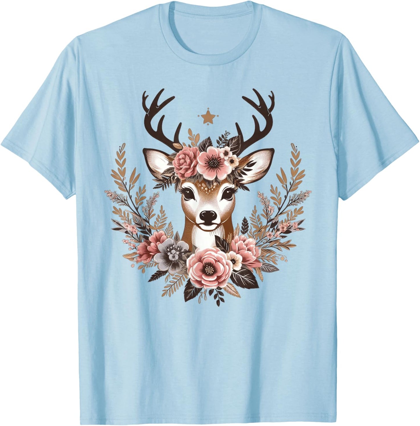 Reh Damen - Reh Kostüm Kinder Carnival Reindeer , White T-Shirt - T-Shirt | Light Blue