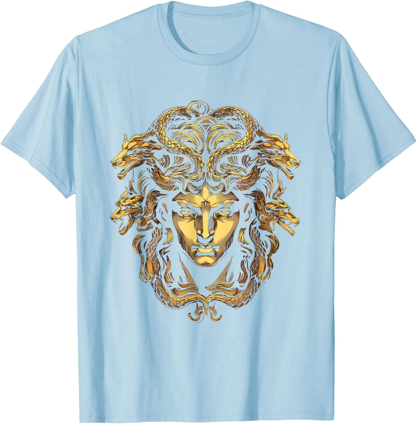 Medusa Head Greek Mythology Ancient Snake Hair T-Shirt - T-Shirt | Light Blue