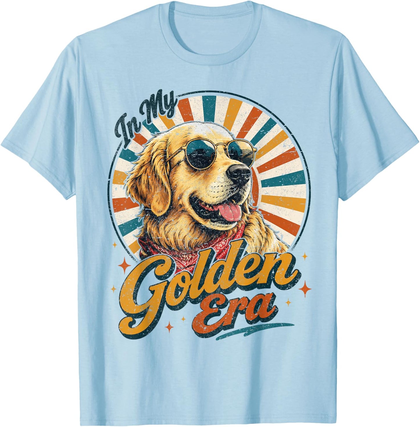 Golden Retriever in My Golden Era Retro Vintage Dog Lover T-Shirt - T-Shirt | Light Blue