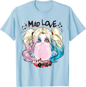 Batman Harley Quinn Bubblegum Mad Love , White T-Shirt - T-Shirt | Light Blue