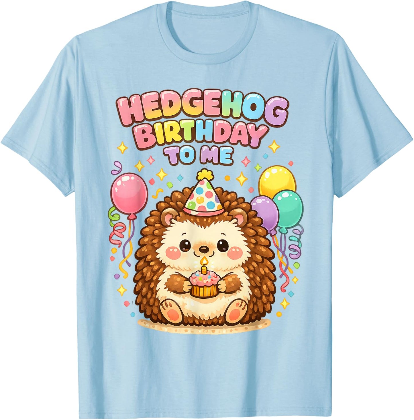 Hedgehog Birthday Girl Cute Hedgehog Lovers Animal Bow Party T-Shirt - T-Shirt | Light Blue