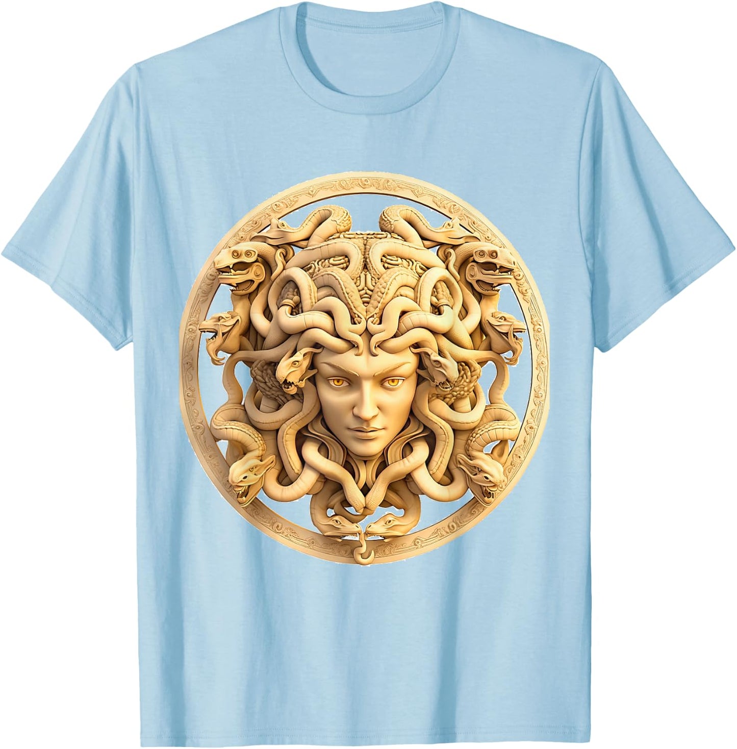 Medusahead Greek Mythology Ancient Snake Hair T-Shirt - T-Shirt | Light Blue