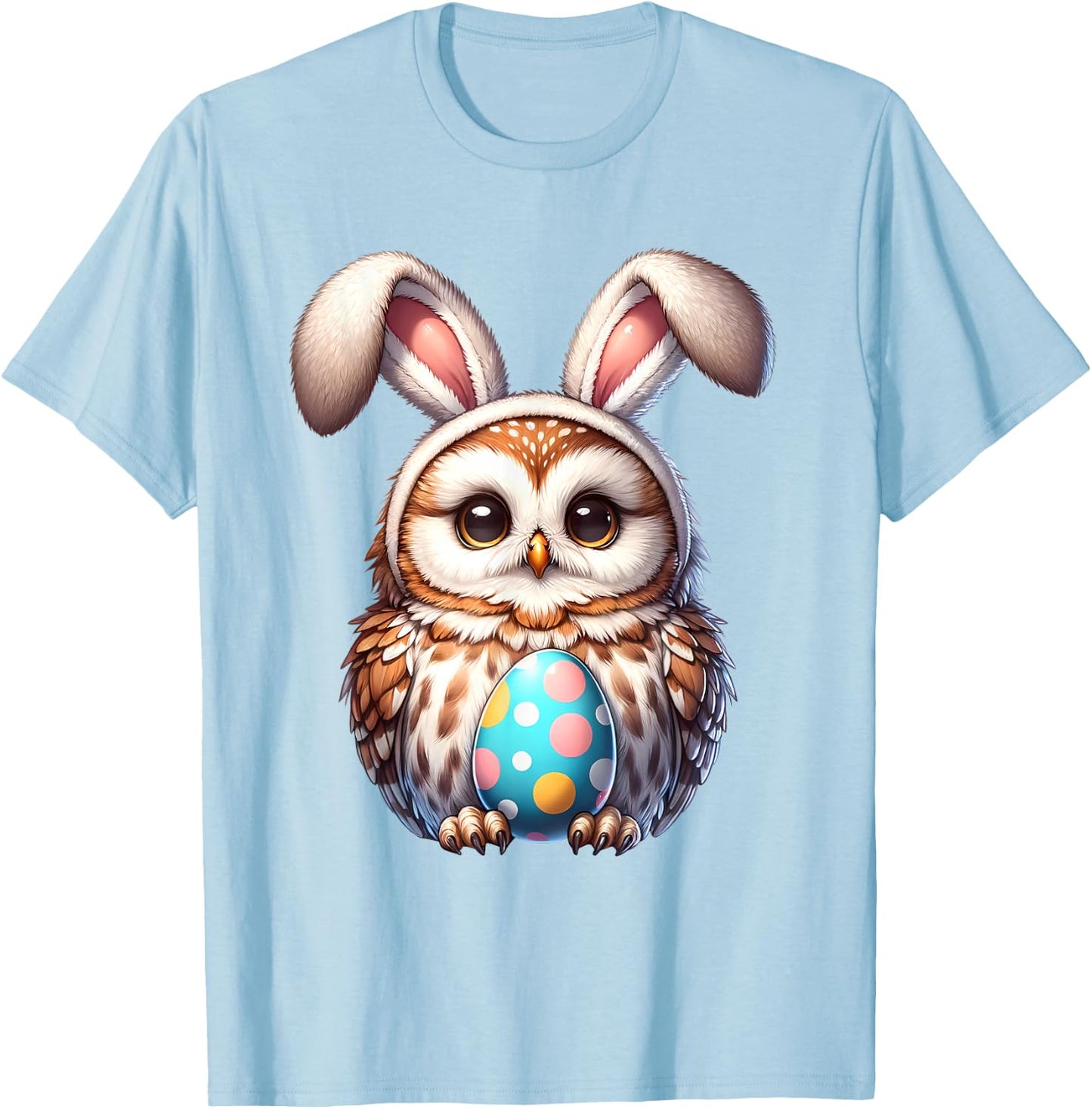 Funny Easter Owl Lover Egg Eggs Bunny Rabbit Bunnies T-Shirt - T-Shirt | Light Blue