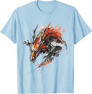 Abstract Dragon Pattern Drawing Art Animal Dragon , white, S T-Shirt - T-Shirt | Light Blue