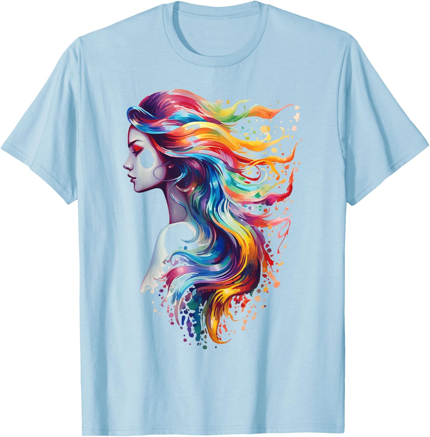 Mermaid Colorful Abstract Art Women Fantasy Mermaid T-Shirt - T-Shirt | Light Blue