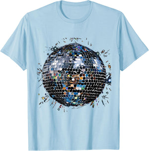 Discoball Vintage Retro House Disco Ball Cool Party , White T-Shirt - T-Shirt | Light Blue