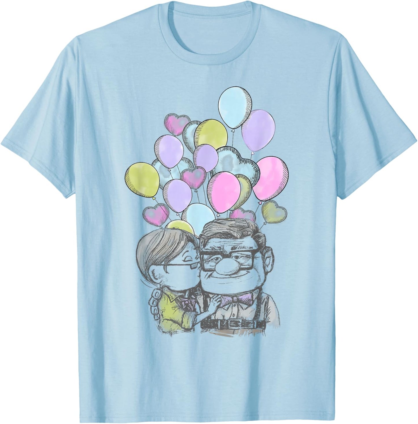 Disney Pixar Up Valentine's Day Carl and Ellie Balloons Small T-Shirt - T-Shirt | Light Blue