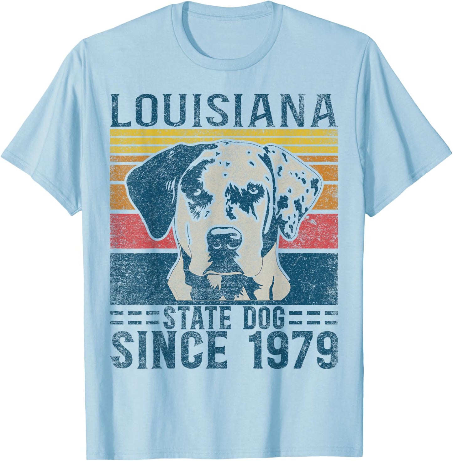 Louisiana Catahoula Leopard Dog Fan Lover Retro T-Shirt - T-Shirt | Light Blue
