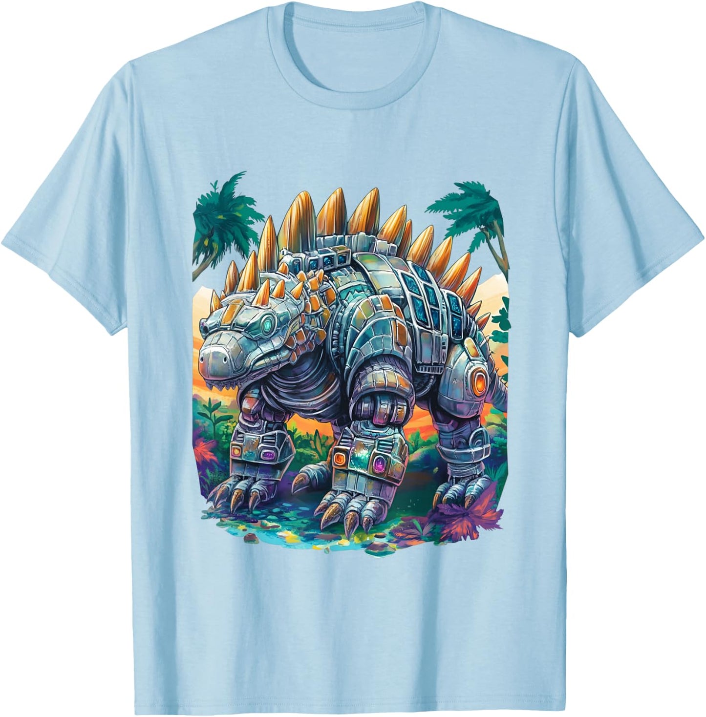 Ankylosaurus Dinosaur Robot T-Shirt - T-Shirt | Light Blue