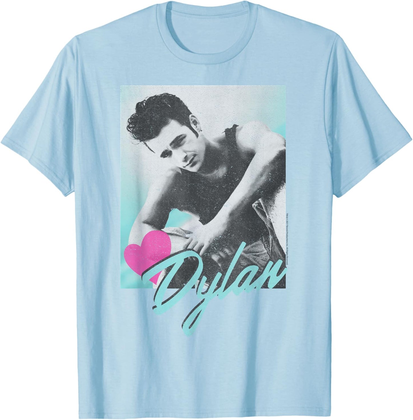Beverly Hills 90210 Dylan McKay Heart Portrait , White T-Shirt - T-Shirt | Light Blue