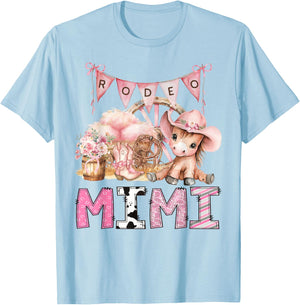 CowGirl Rodeo Mimi Pink Coquette 1St Birthday Party T-Shirt - T-Shirt | Light Blue