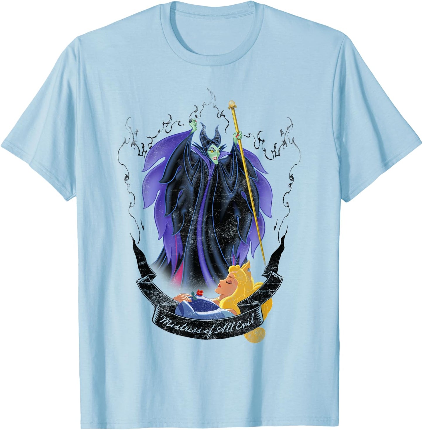 Disney Sleeping Beauty Maleficent and Aurora Flame Portrait T-Shirt - T-Shirt | Light Blue
