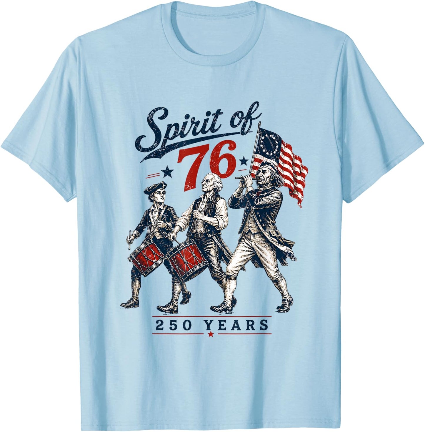 Spirit of 76 Vintage 4th of July Independence Day T-Shirt - T-Shirt | Light Blue