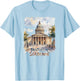 Panthéon Sorbonne Paris France Watercolour T-Shirt - T-Shirt | Light Blue