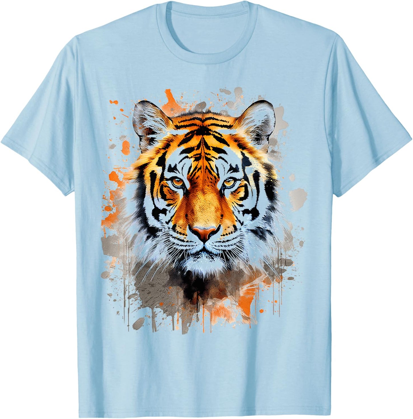 Tiger Animal Abstract Graphic Colorful Painting Tiger , white, S T-Shirt - T-Shirt | Light Blue
