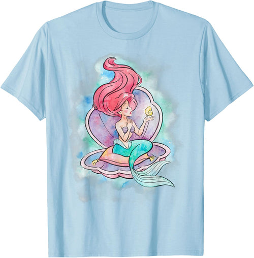 Disney The Little Mermaid Ariel in Shell Watercolor Pose