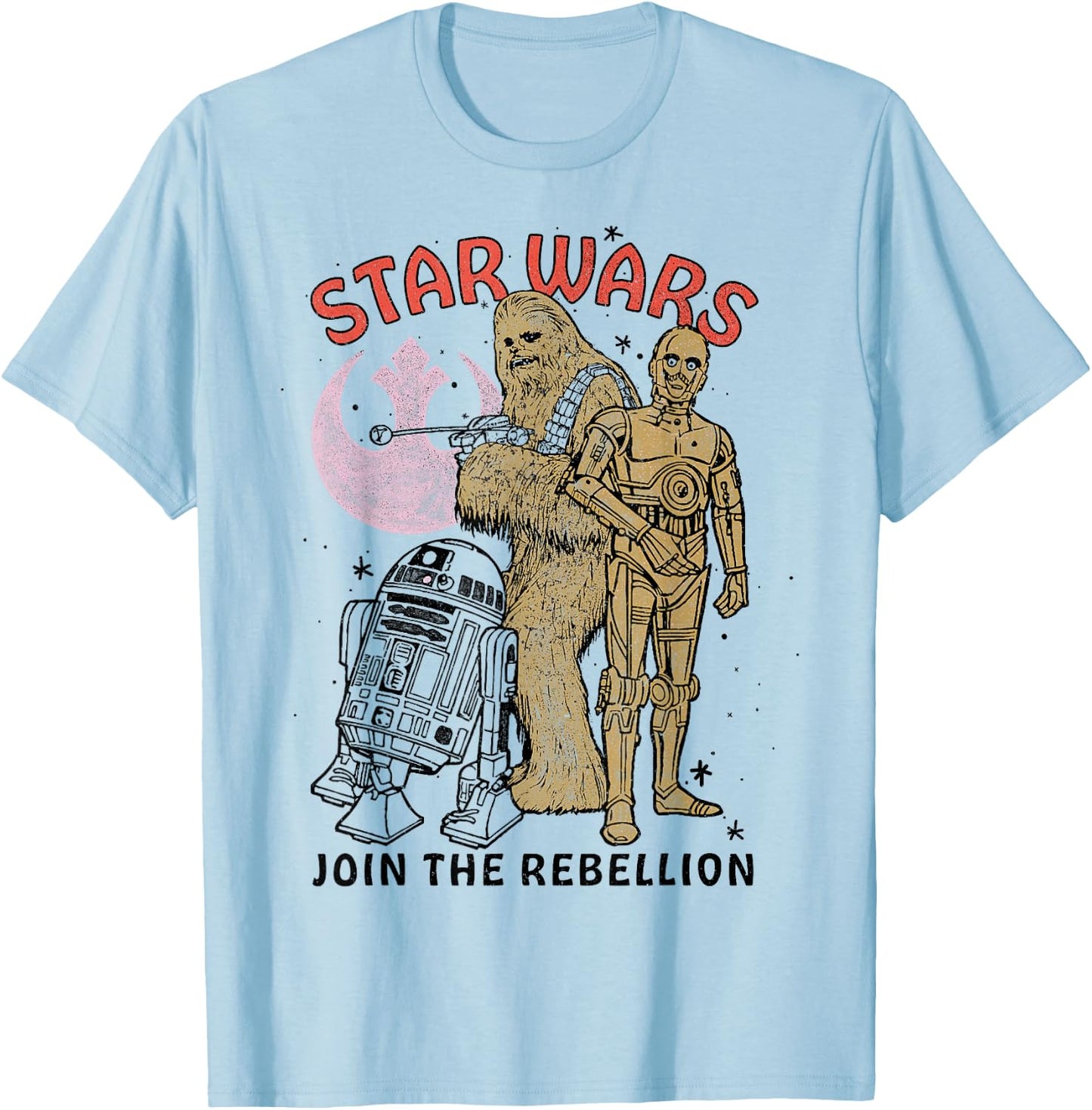 Star Wars Chewbacca R2-D2 C-3PO Join The Rebellion T-Shirt - T-Shirt | Light Blue
