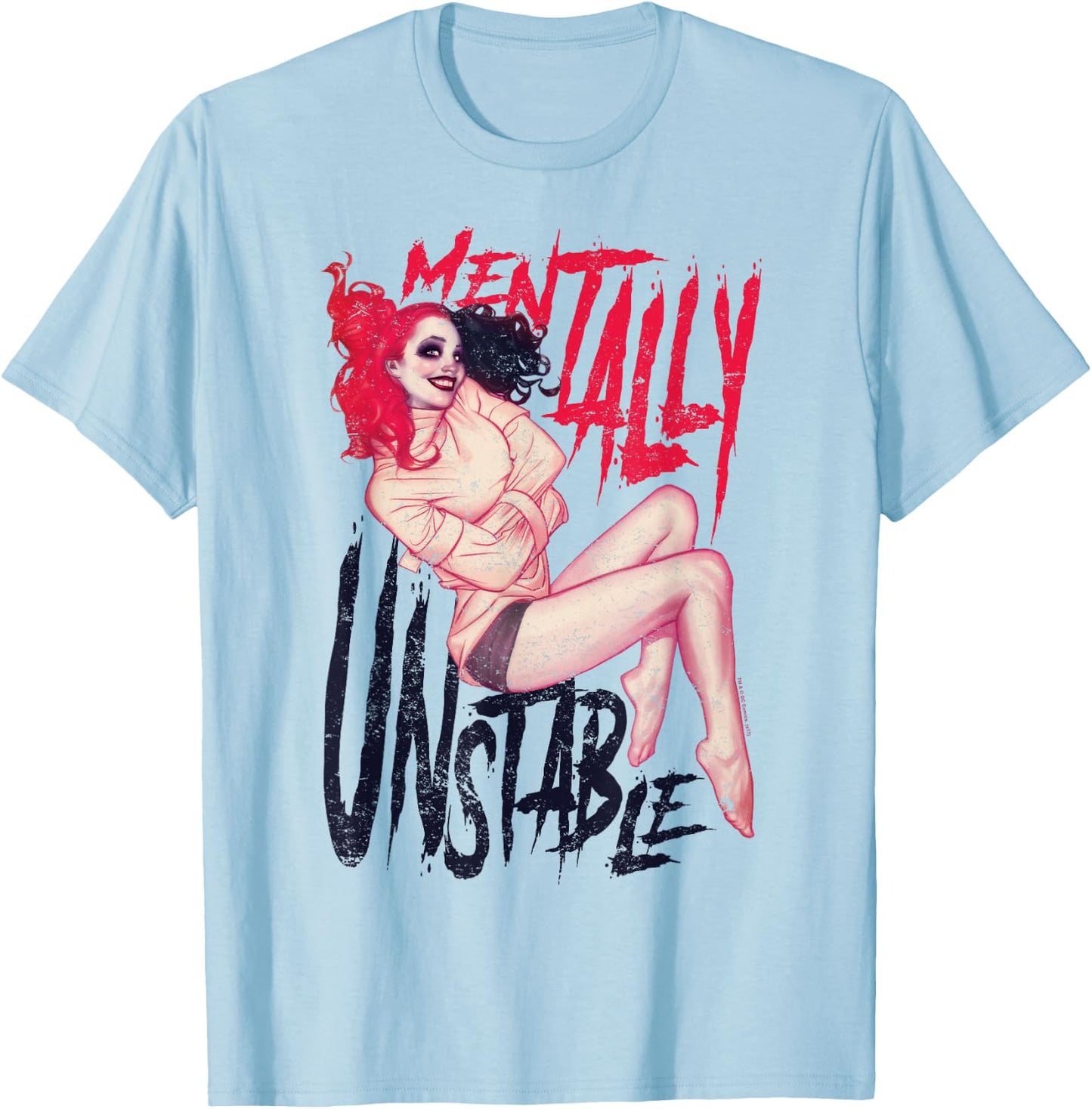 Batman Harley Quinn Mentally Unstable T-Shirt - T-Shirt | Light Blue