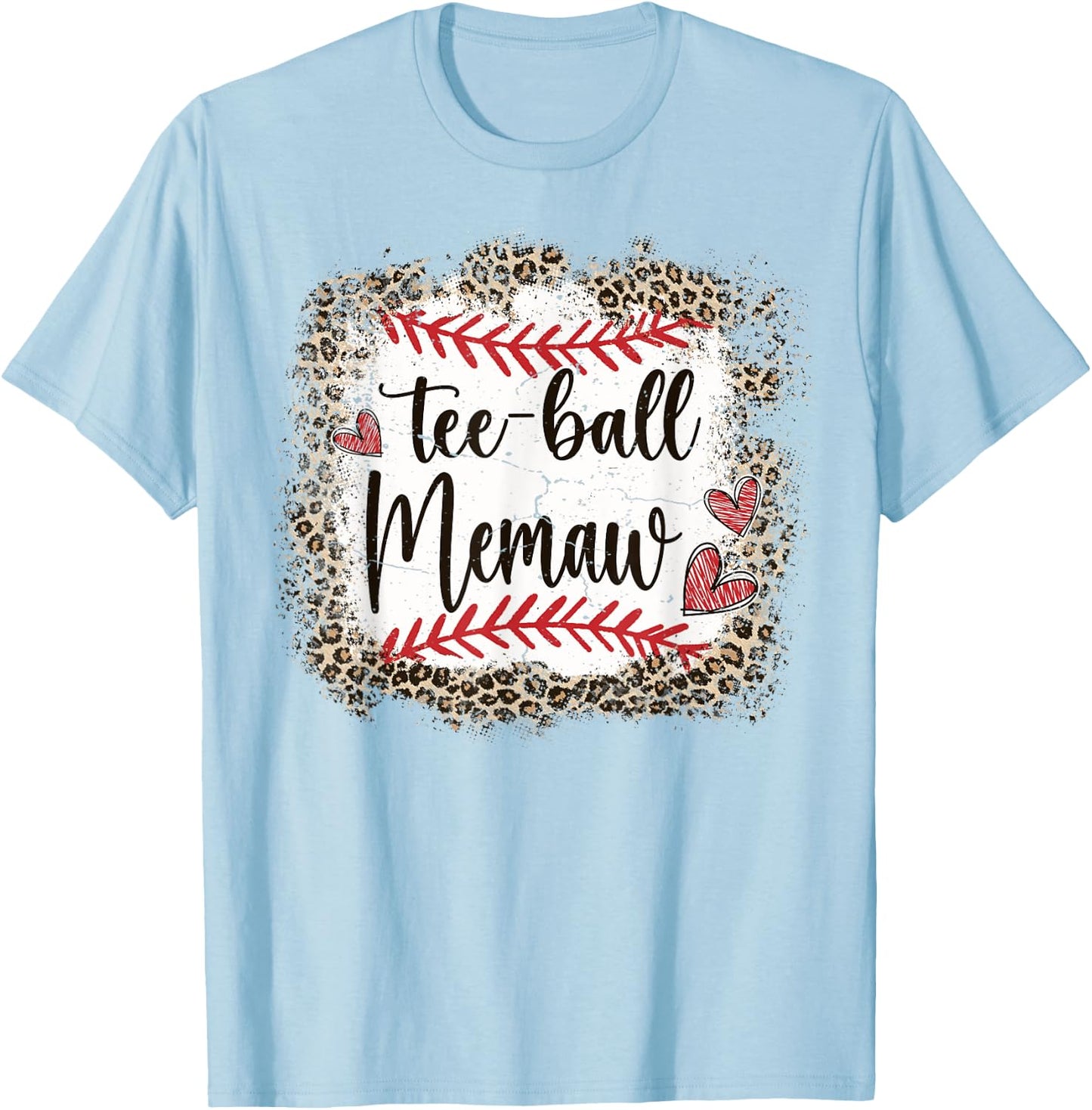 Ball Memaw Funny Leopard T-Ball Memaw T-Shirt - T-Shirt | Light Blue