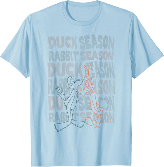 Looney Tunes Duck Season Rabbit Season T-Shirt - T-Shirt | Light Blue