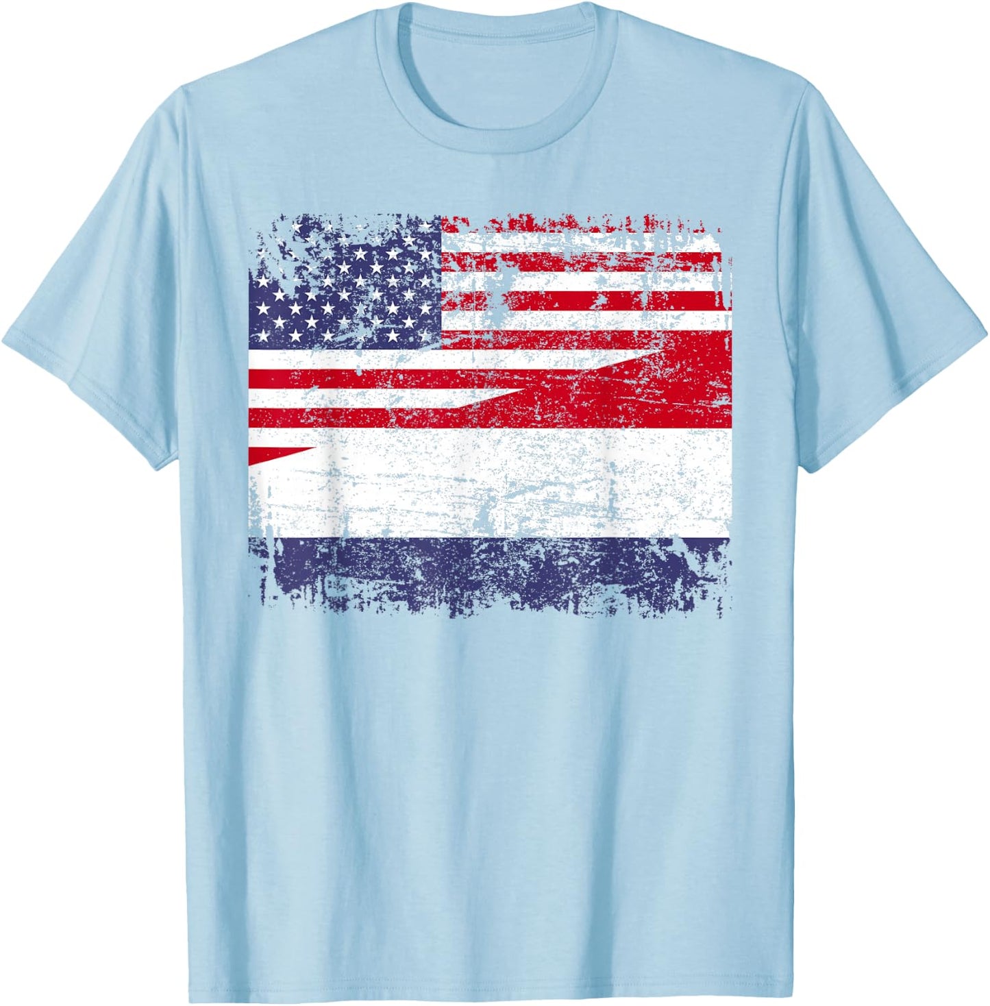 Dutch Roots | Half American Flag | Netherlands T-Shirt - T-Shirt | Light Blue