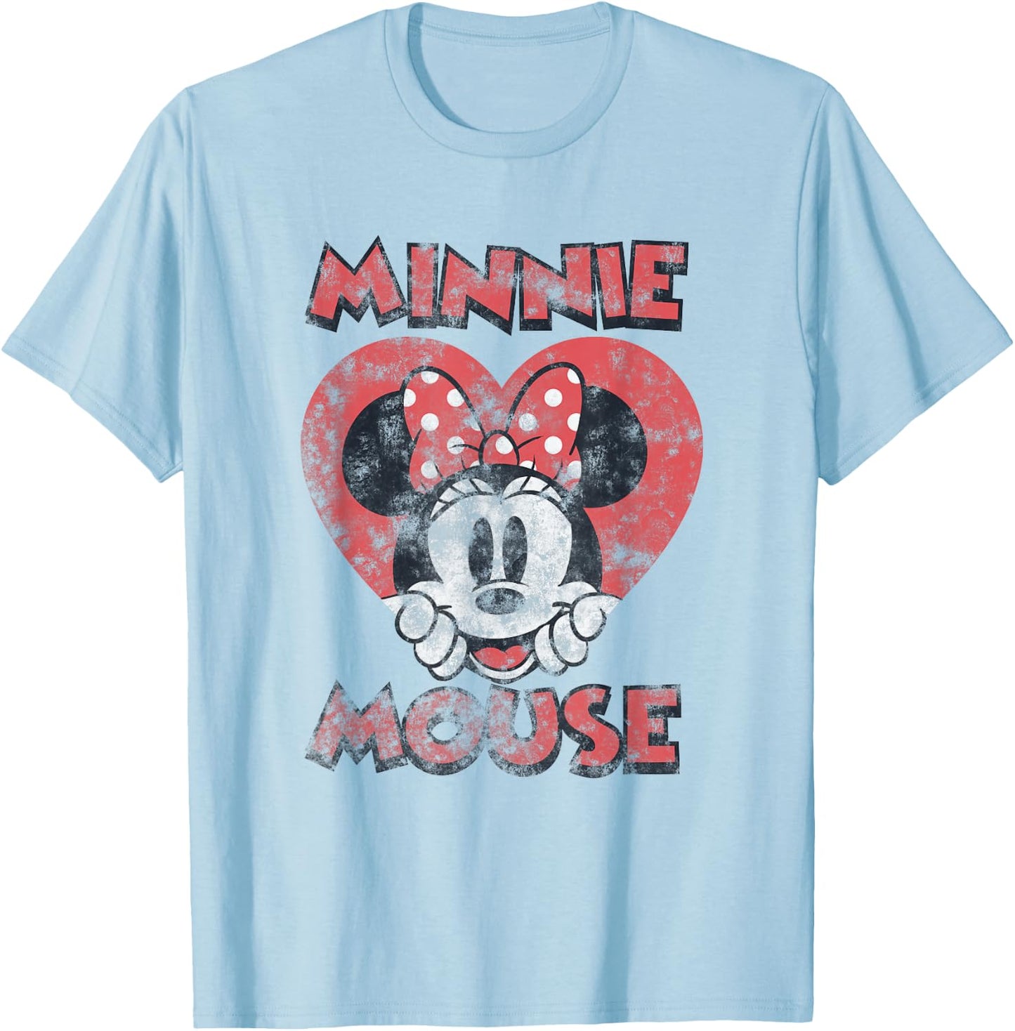 Disney Minnie Mouse Valentine's Day Distressed Heart Pose T-Shirt - T-Shirt | Light Blue